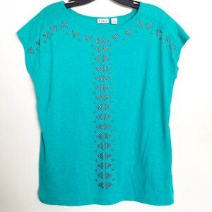 Cato Geometric Studded Boxy Short Sleeve Top Shirt